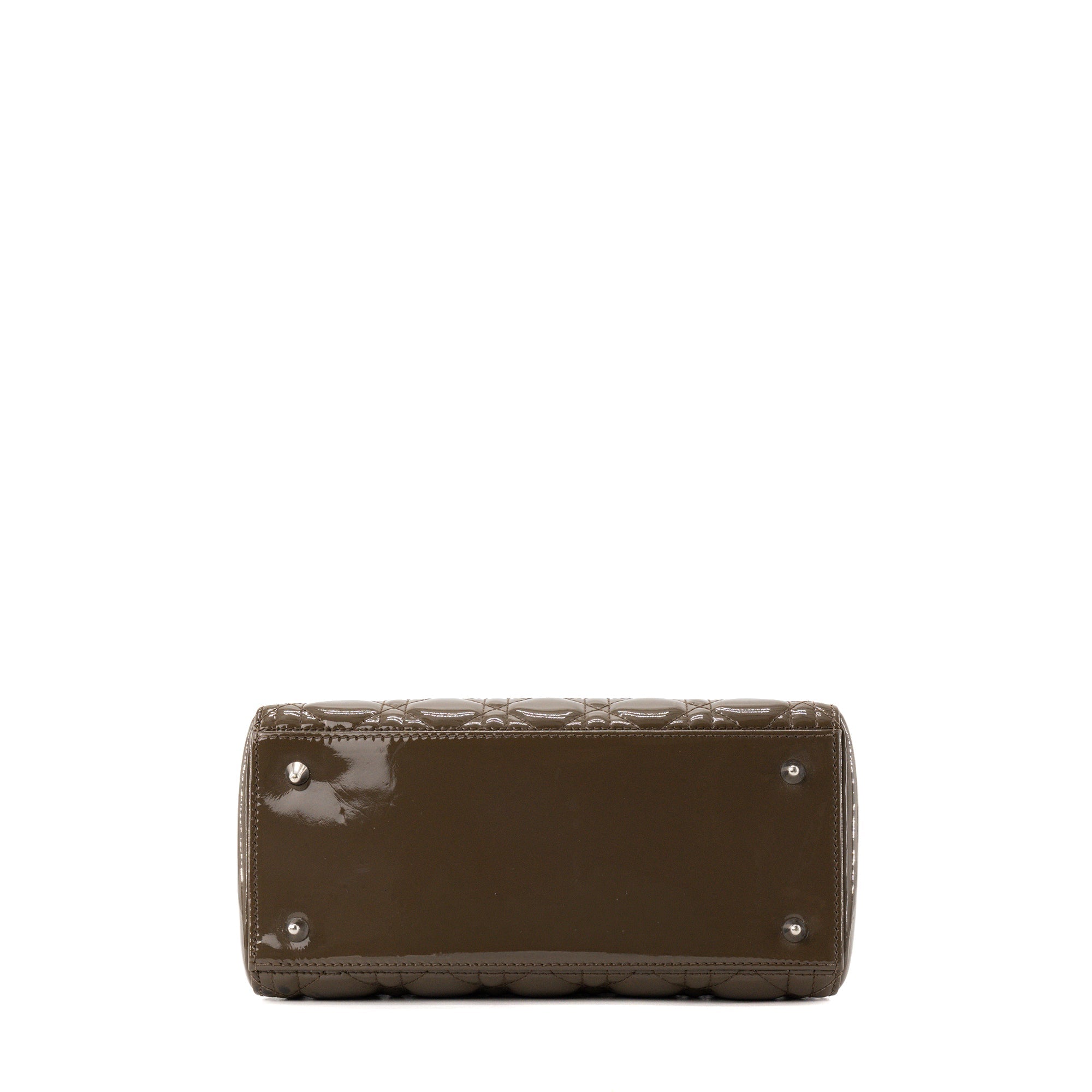 DIOR - Lady Dior medium Dior handbag in brown cannage patent leather