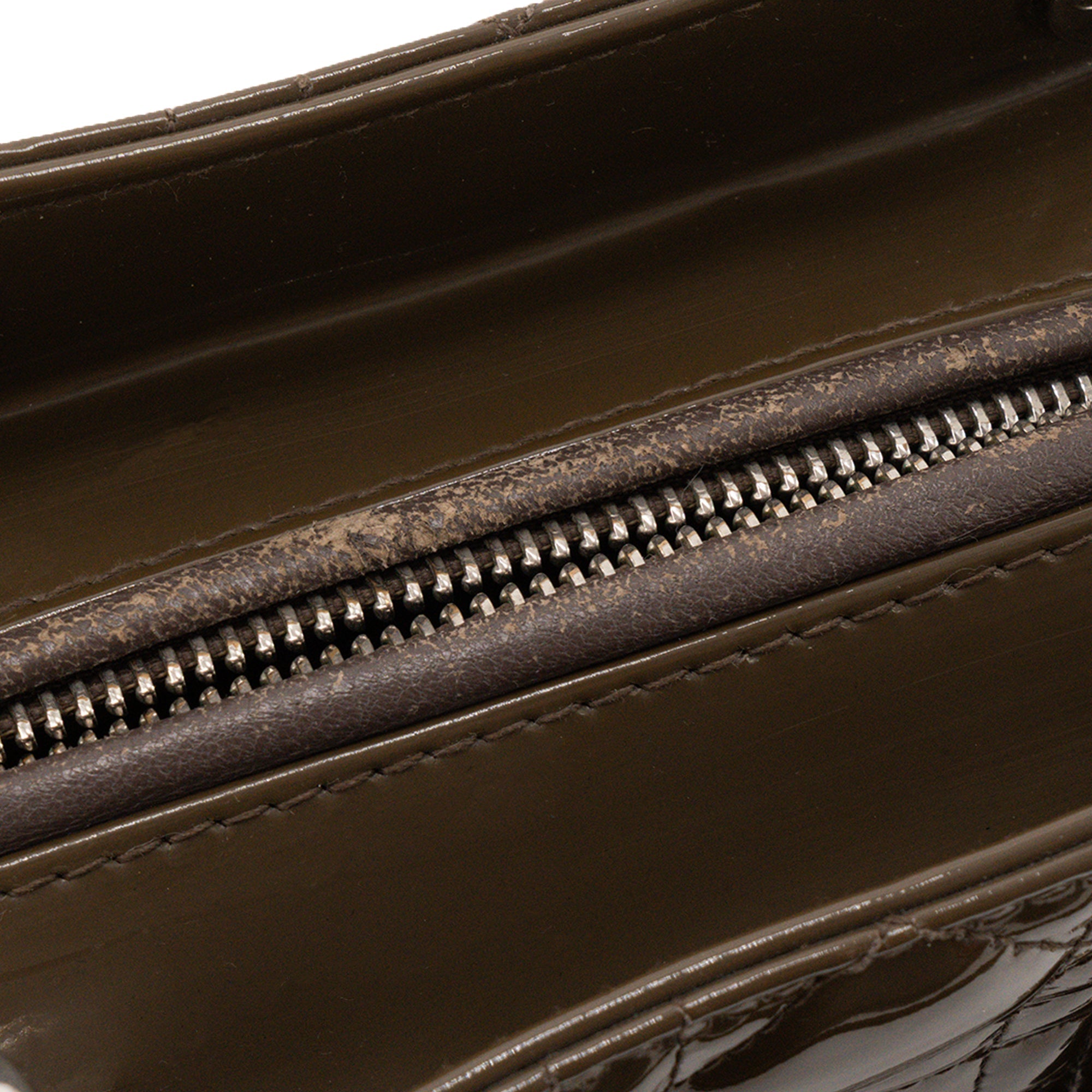 DIOR - Lady Dior medium Dior handbag in brown cannage patent leather