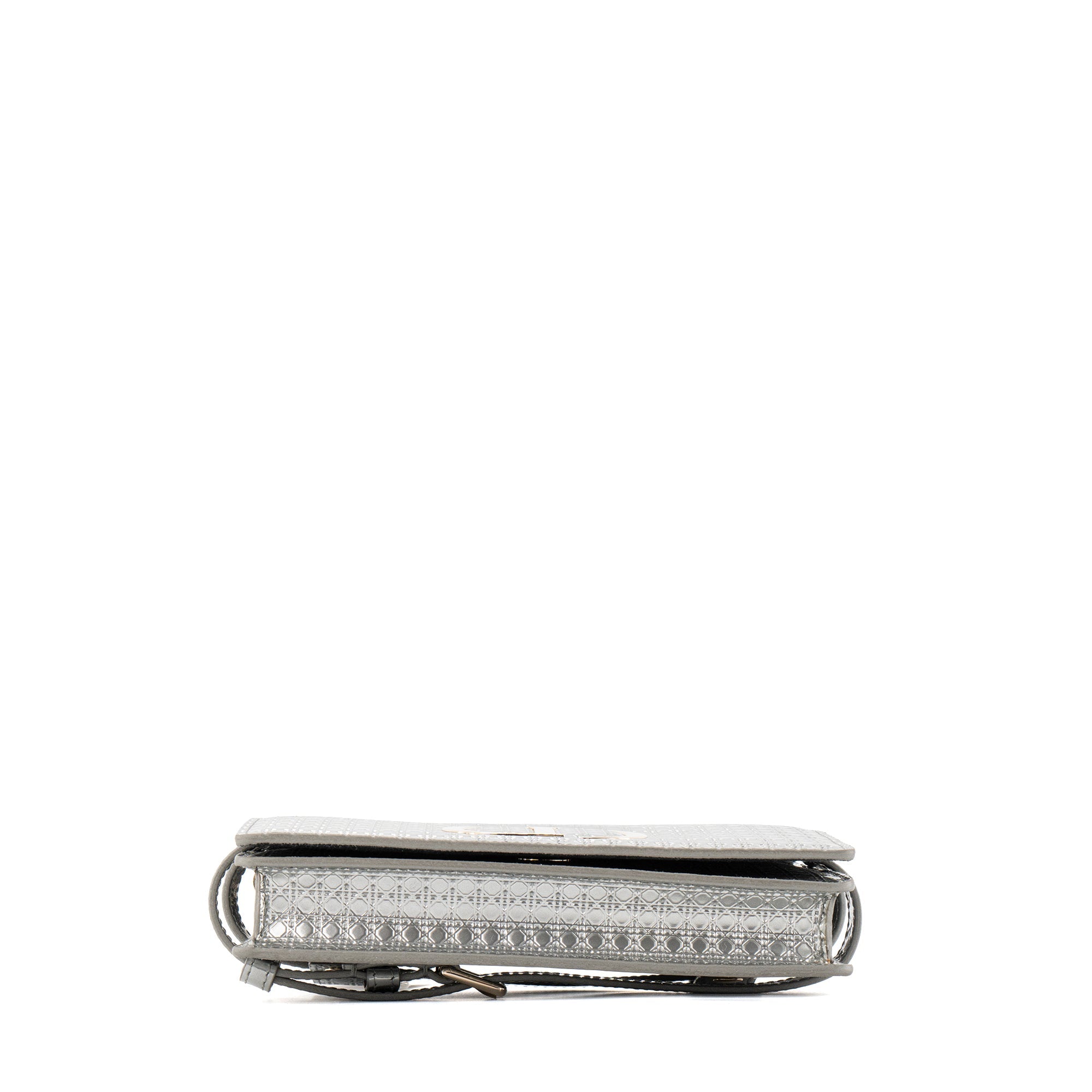 DIOR - Montaigne Pouch handbag in silver micro cannage leather