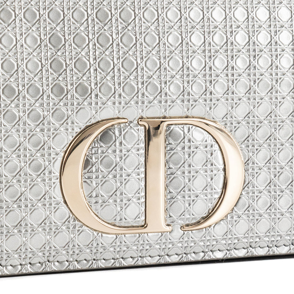 DIOR - Montaigne Pouch handbag in silver micro cannage leather