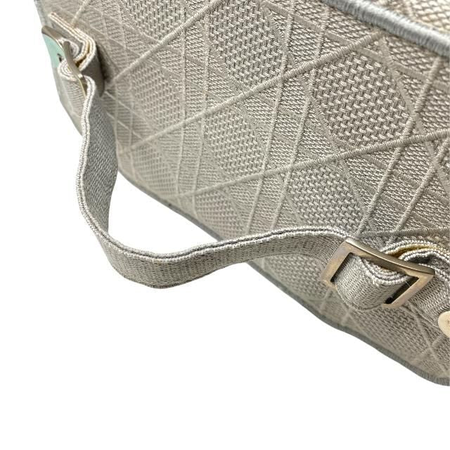 Christian Dior Cannage Vanity Handbag Logo Canvas Gray