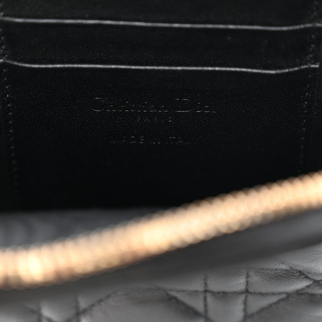Lambskin Cannage Lady Dior Phone Holder Black