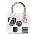 Calfskin Patch Embellished Medium Lady Dior White
