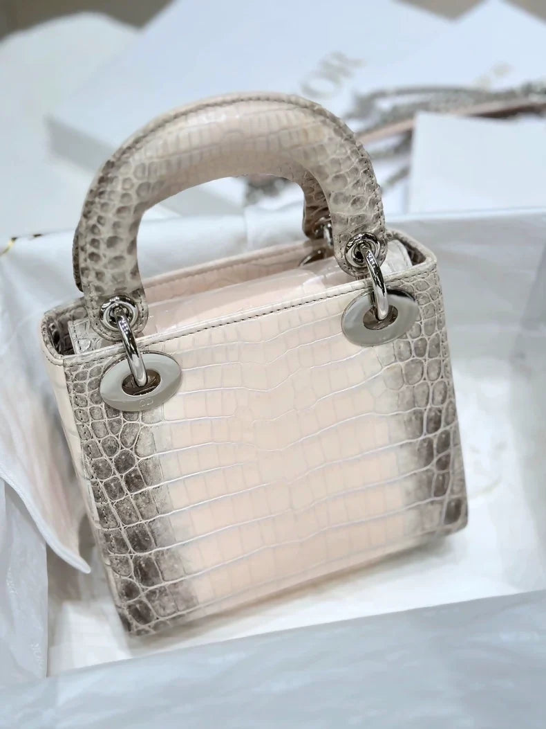 Lady Dior Pink Himalayan shiny crocodile leather with diamond hardware