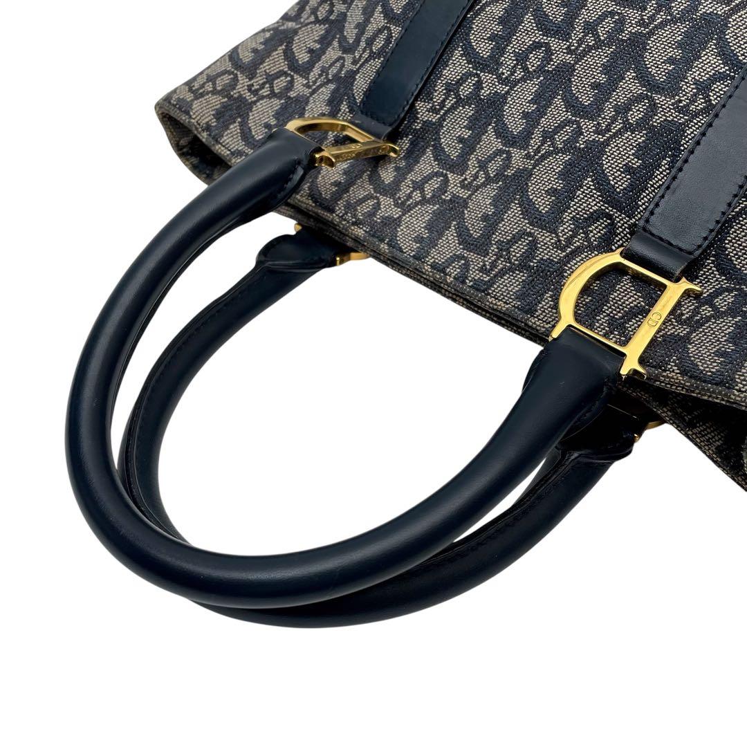 Dior Trotter Canvas Leather Hand Tote Navy