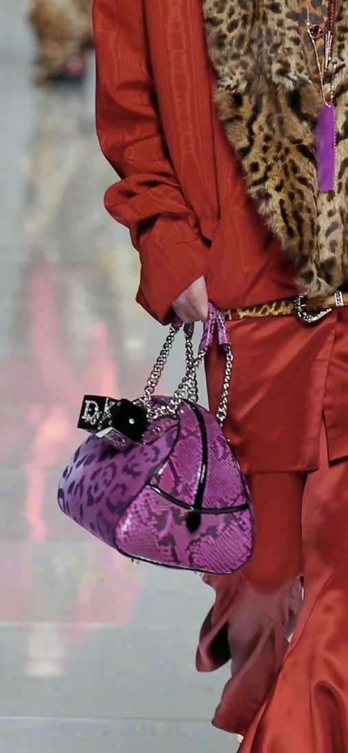 Rare Christian Dior Medium 2004 F/W Burgundy Suede Python Dice Gambler Bowling Bag