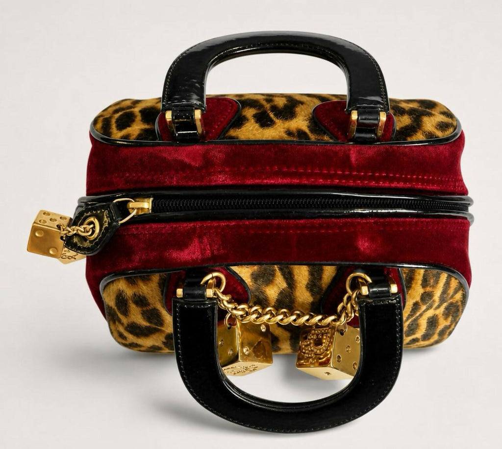 RARE MINI VINTAGE CHRISTIAN DIOR 2004 LEOPARD CHEETA DICE GAMBLER BAG GHW