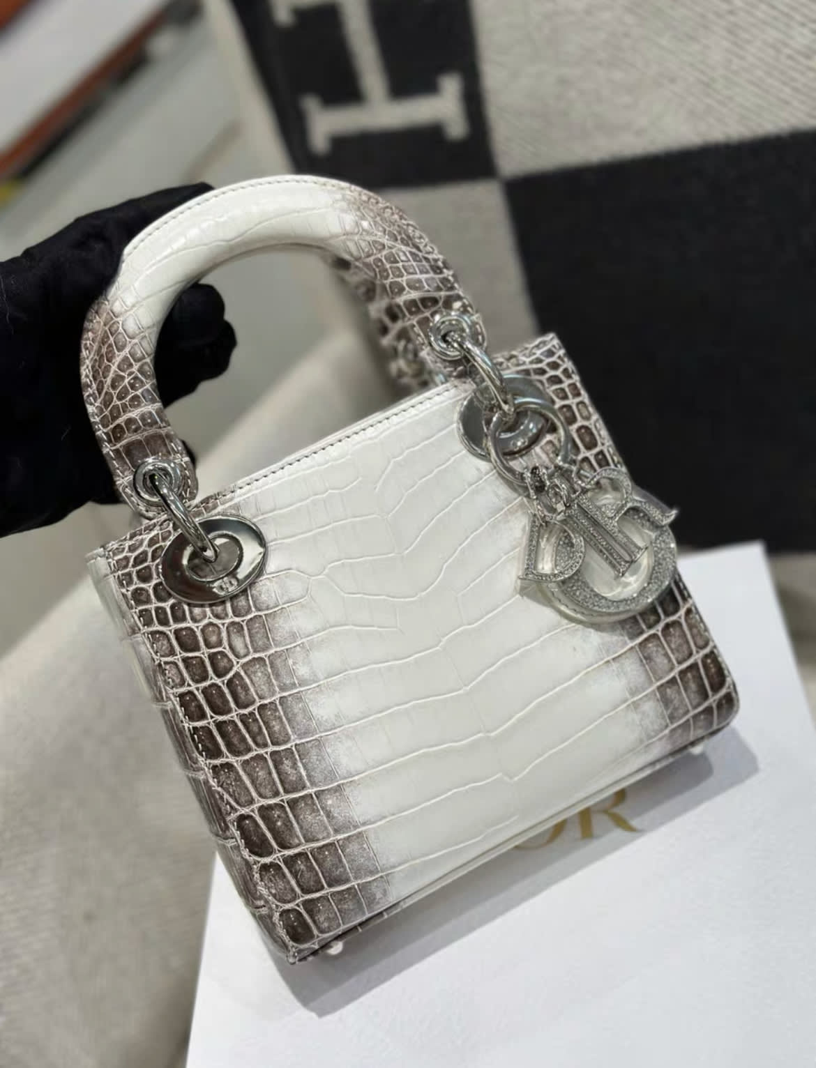Christian Dior Himalayan Crocodile Lady Dior Mini Handbag